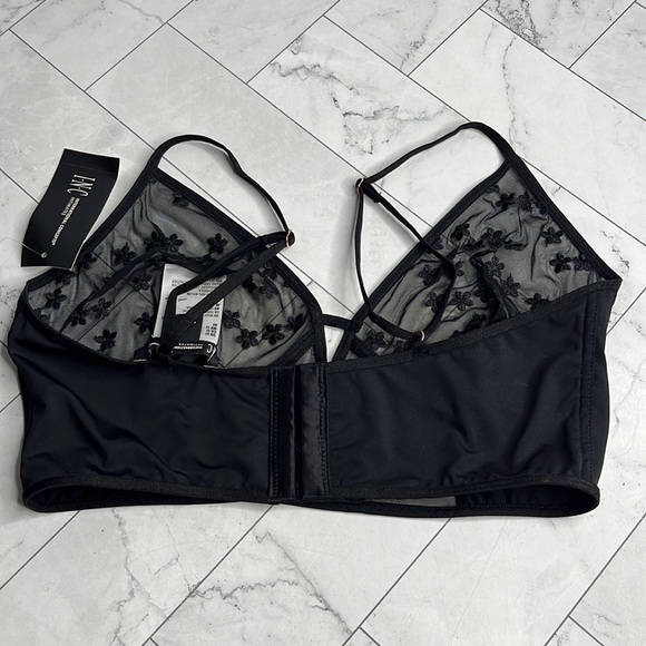 NWT INC International Concepts Womens Sheer Daisy Bralette, Deep Black M MEDIUM - Picture 5 of 8